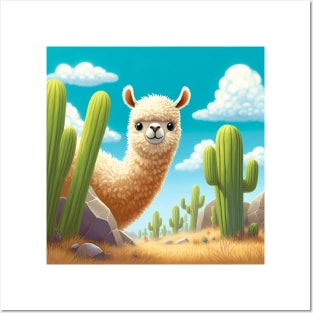 Cute Little Sneaky Llama Posters and Art